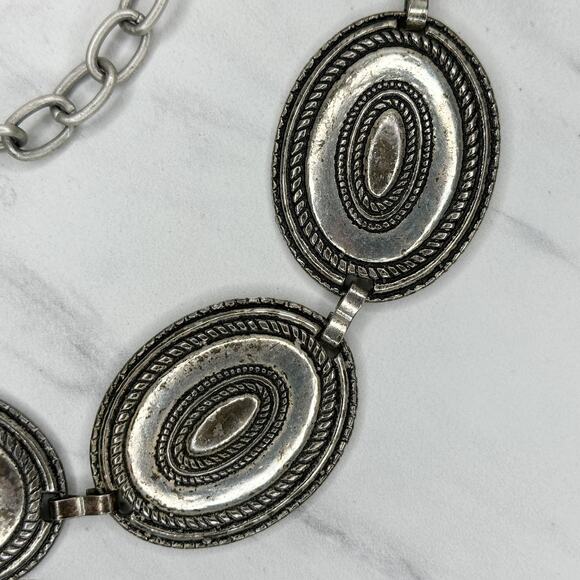 Womens Southwestern Concho Chain Link Belt Silver Tone Boho One Size OS ✨ - Picture 4 of 10